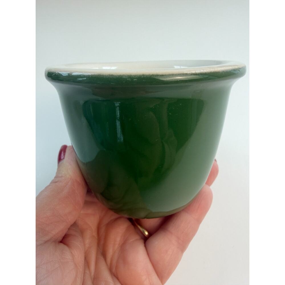 Vintage Chefsware Set of 4 Cups #142 Egg Custard Bakers Ramekins Green USA Farm